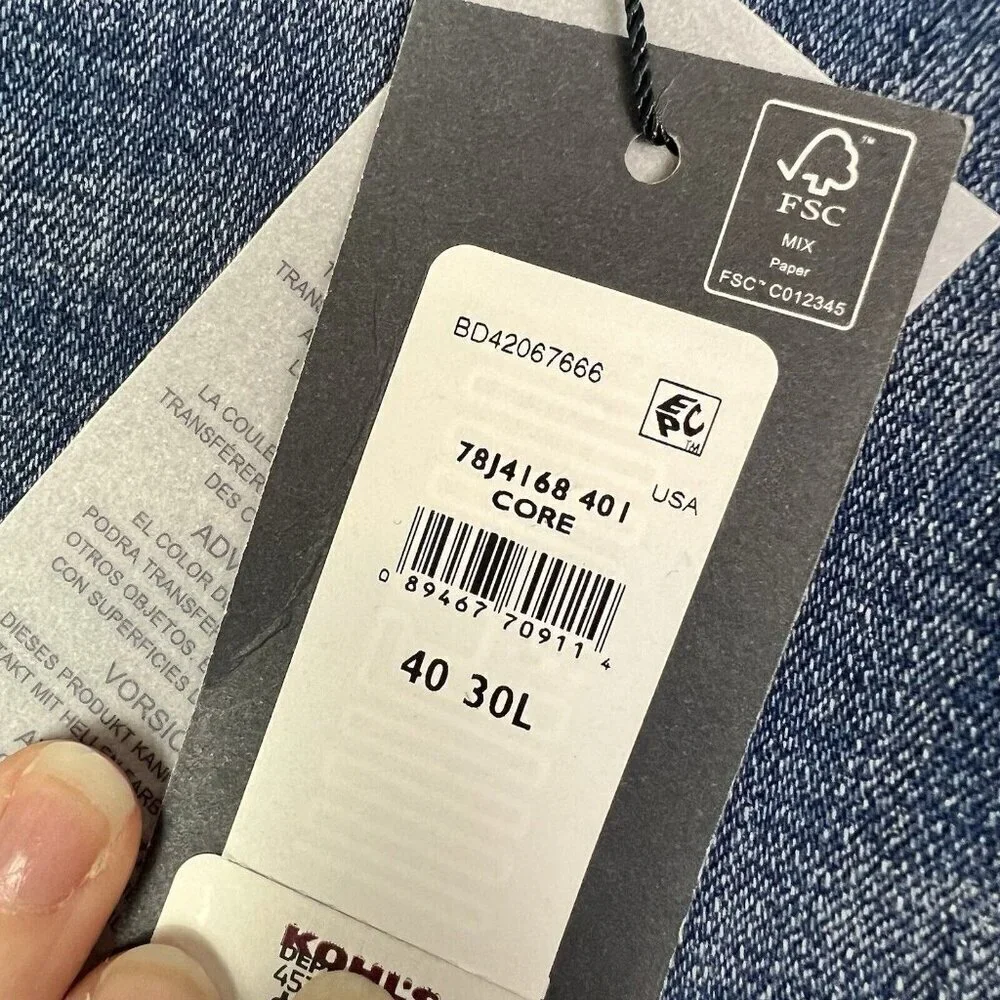 Tommy Hilfiger Men’s Straight Fit Stretch Jeans Size 40 x 30 Blue Dark Wash NWT - Picture 4 of 11